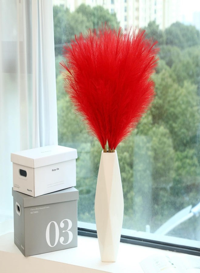 Wertuirk 9 Stems Red Pampas Grass - 38 Inch Tall Fluffy Faux Pampas Grass Decor, Long Artificial Pompas Floral for Living Room, Wedding Centerpieces and Home Decor (Red) - Image 4